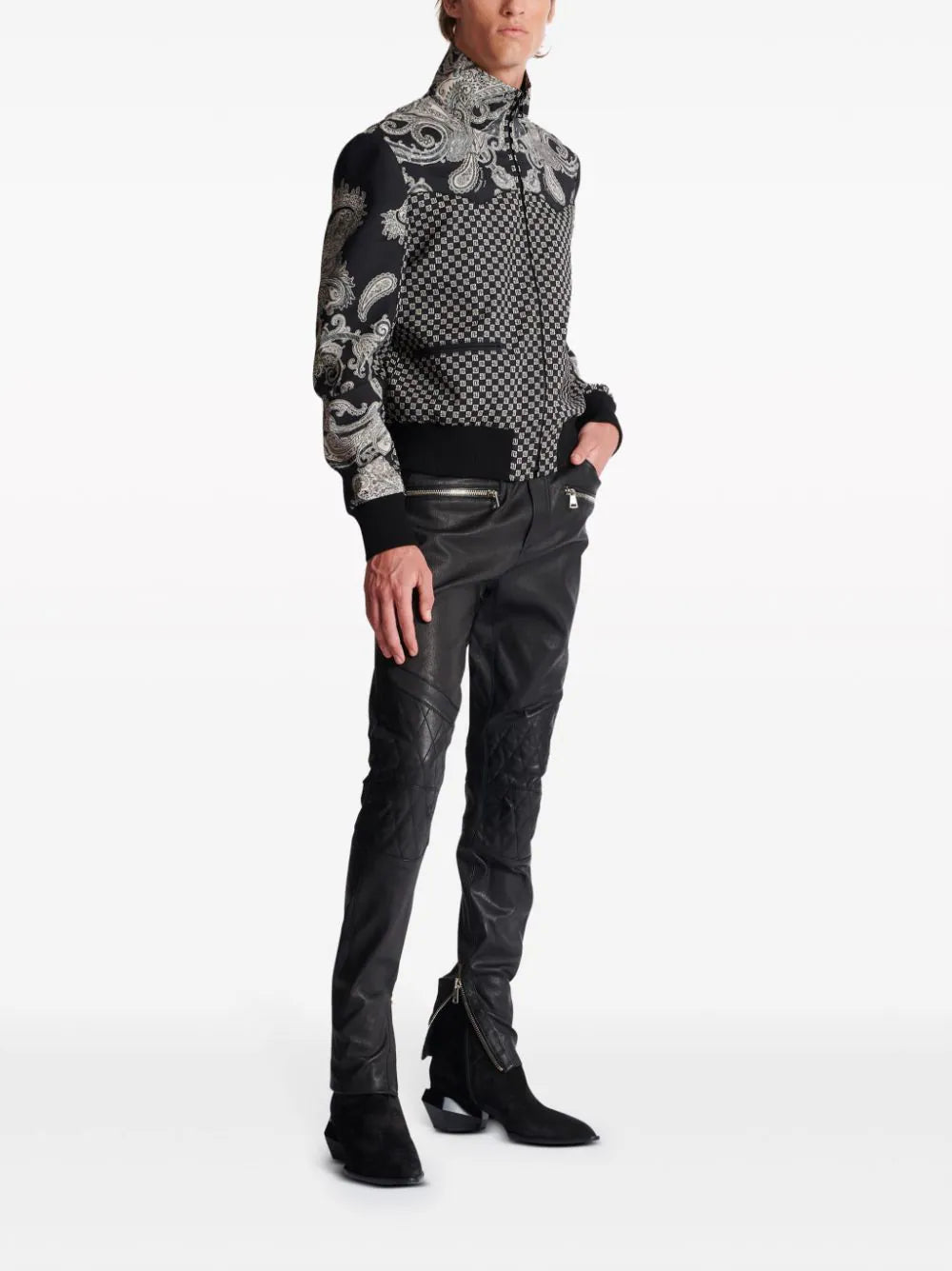 Balmain  graphic-print zipped bomber jacket