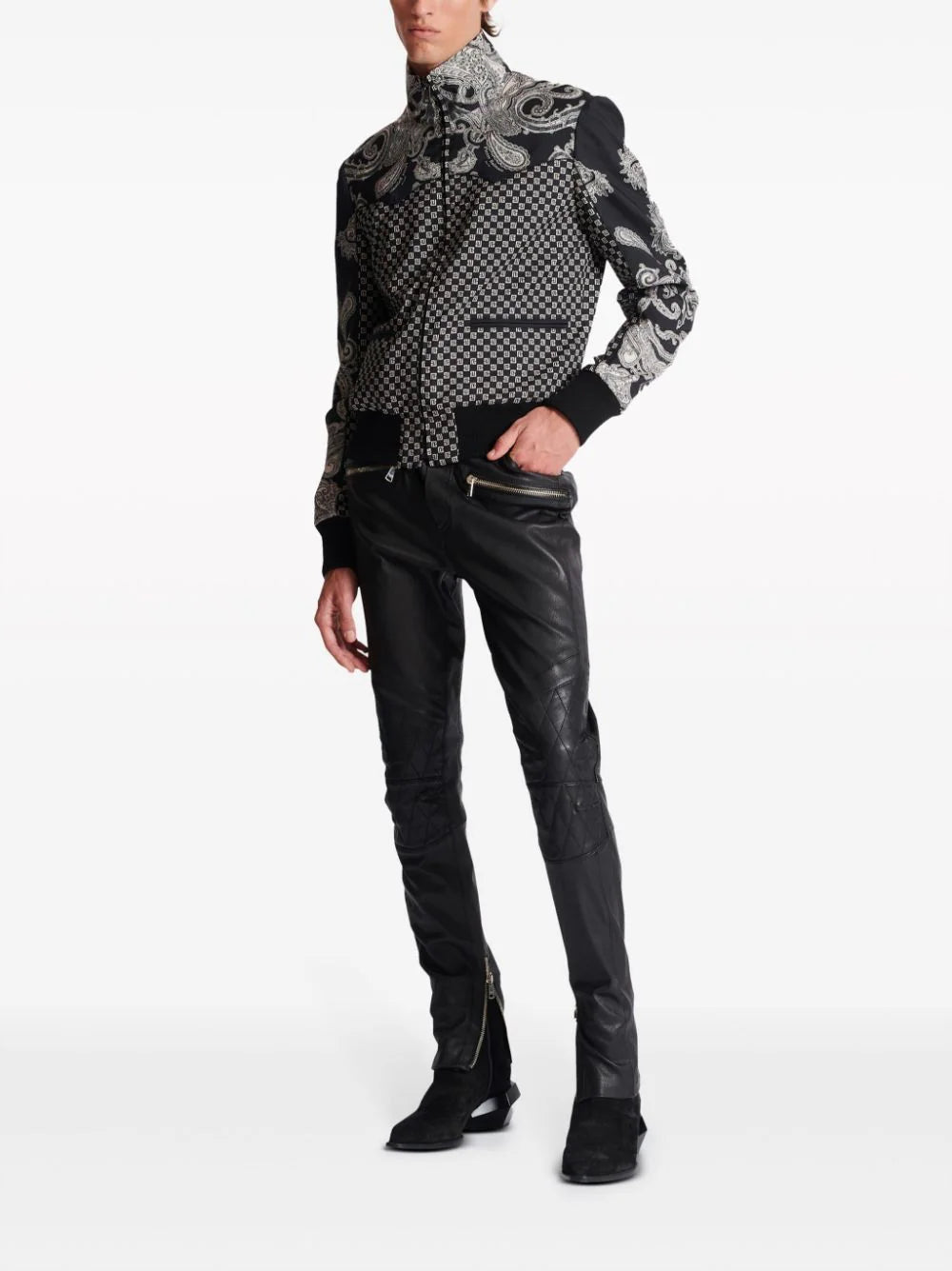 Balmain  graphic-print zipped bomber jacket