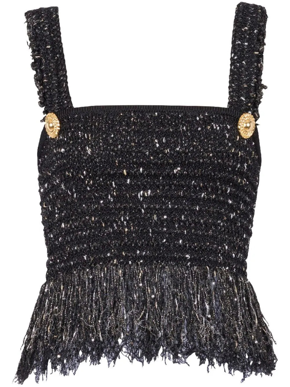 Balmain  2-Button fringe tweed top