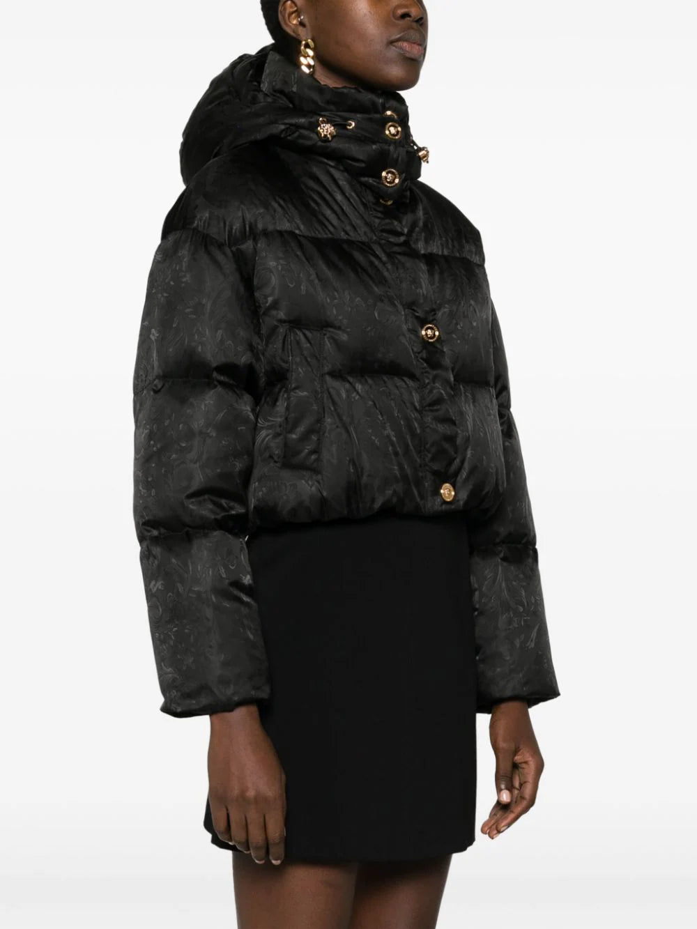 Versace  Barocco-jacquard cropped puffer jacket