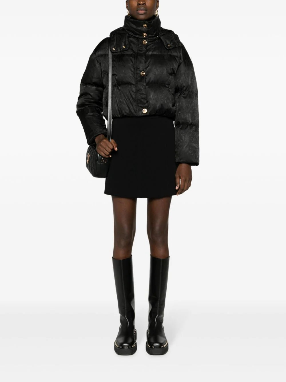 Versace  Barocco-jacquard cropped puffer jacket