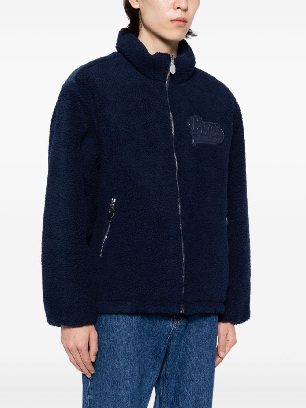 A BATHING APE® logo-appliqué fleece jacket
