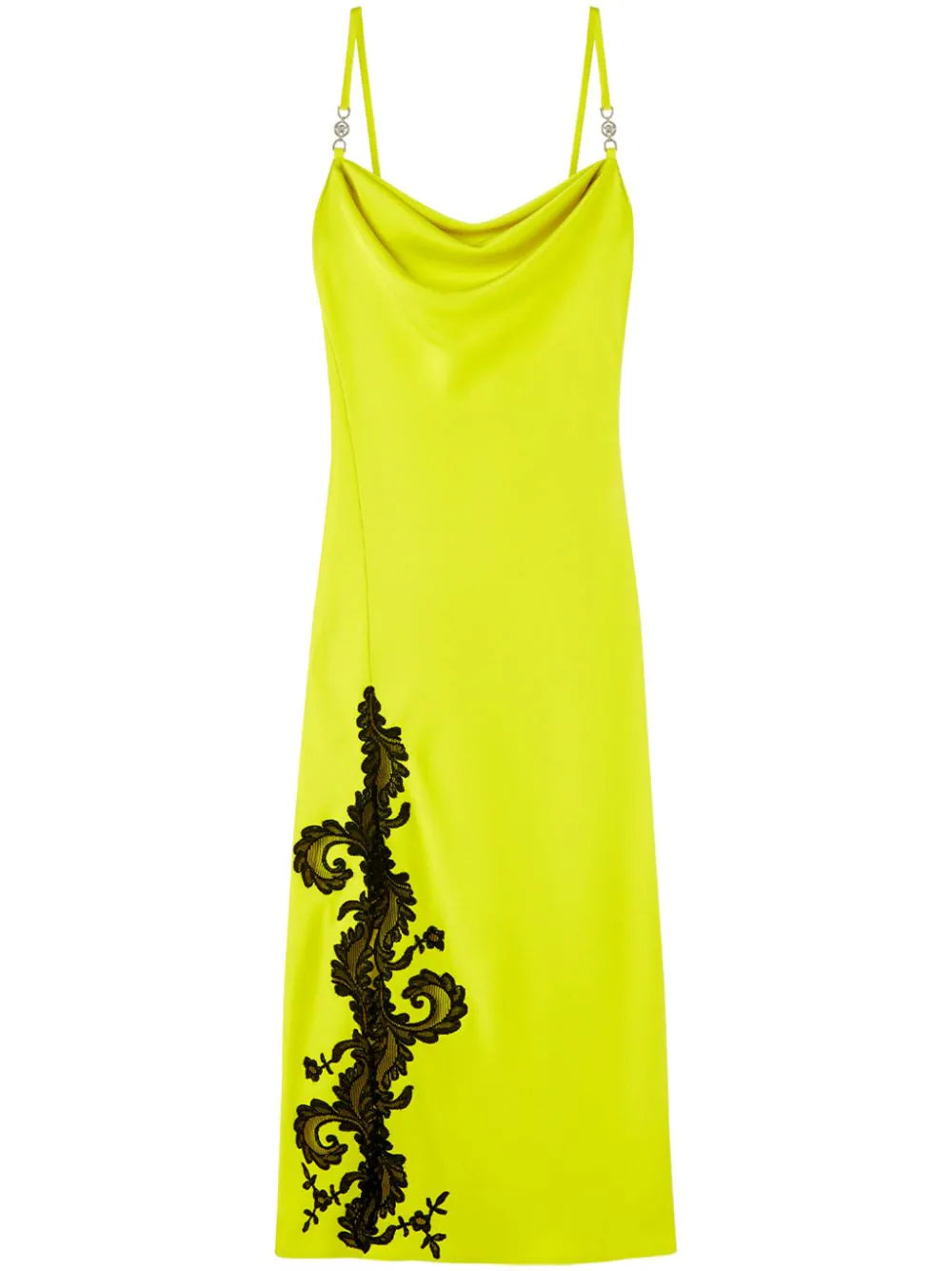 Versace  Barocco-lace embellished satin midi dress