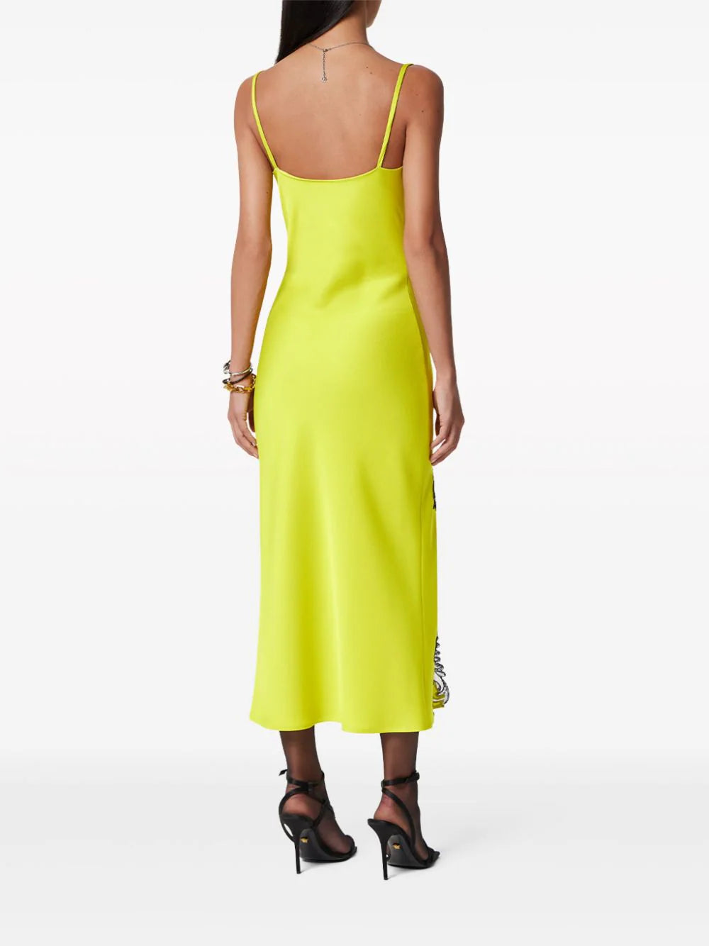 Versace  Barocco-lace embellished satin midi dress
