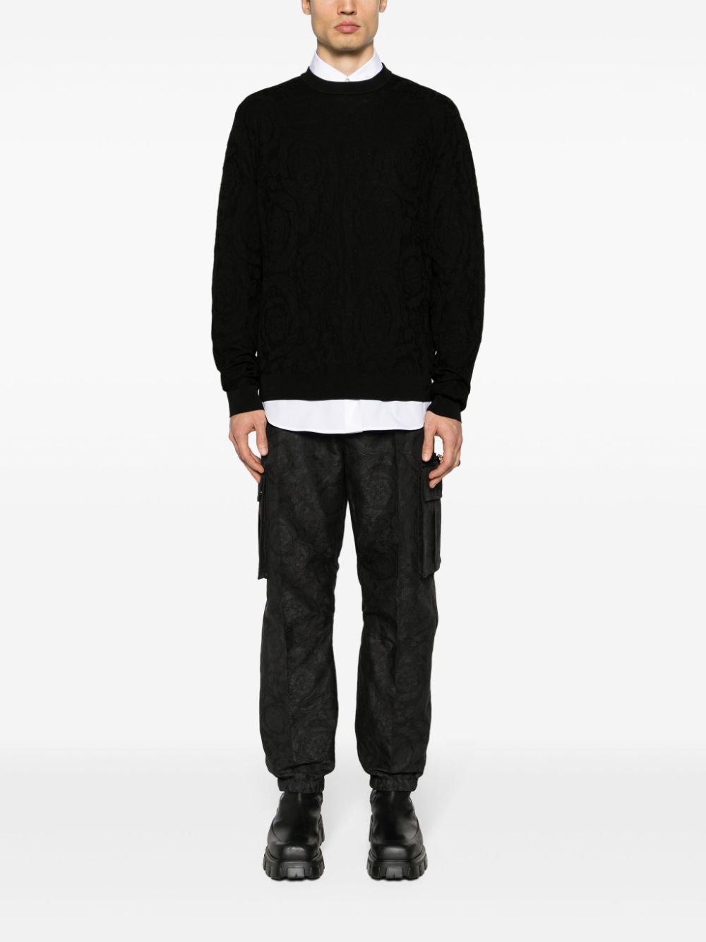 Versace  Barocco-motif textured jumper
