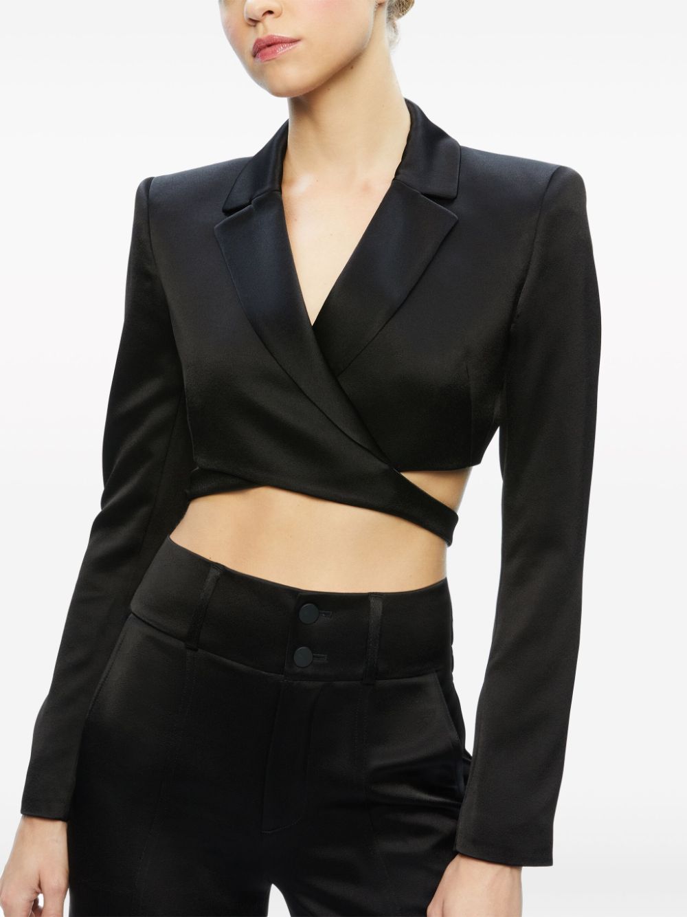 alice + olivia Leone cropped wrap blazer - Image 3