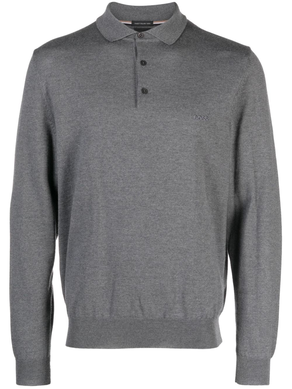 BOSS  logo-embroidered fine-ribbed polo shirt