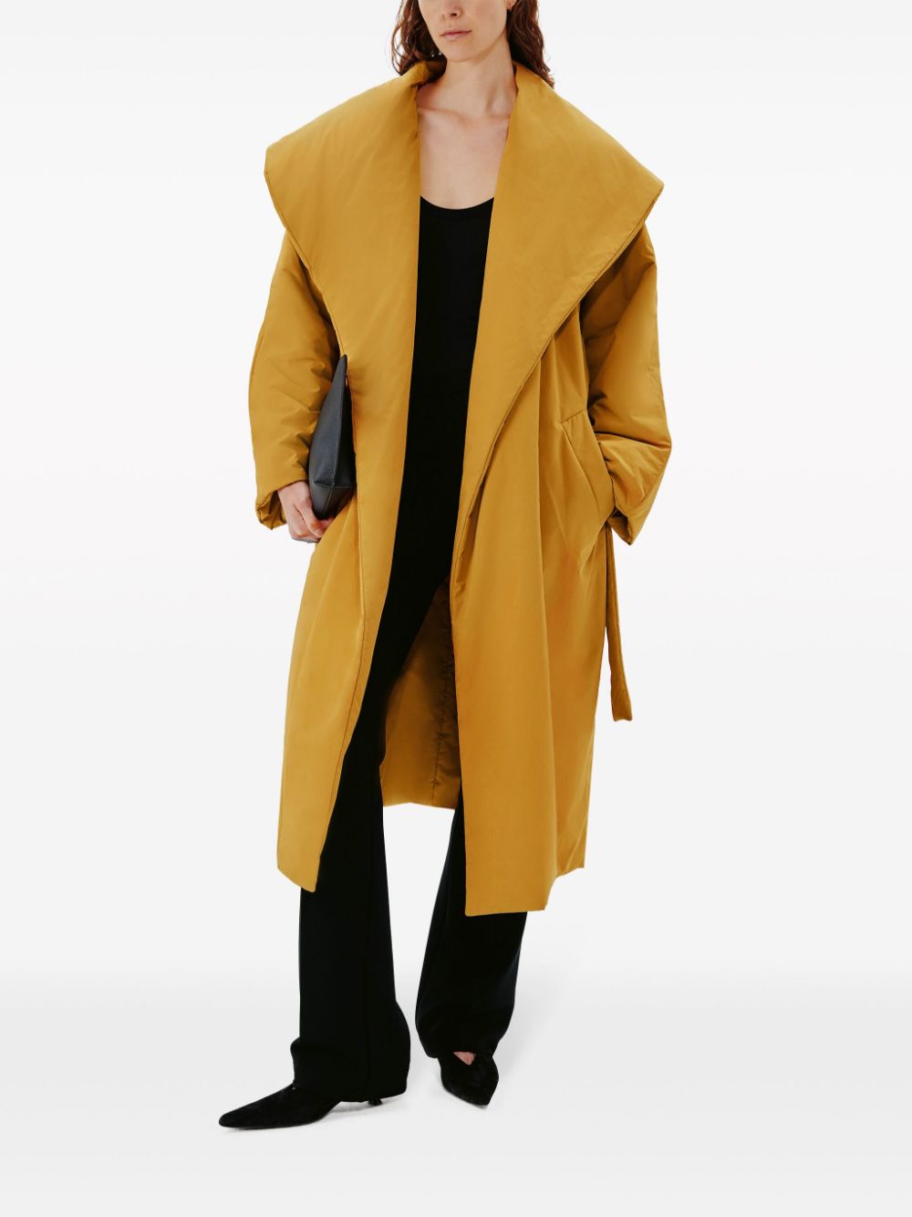 Another Tomorrow  wrap-design belted puffer jackets