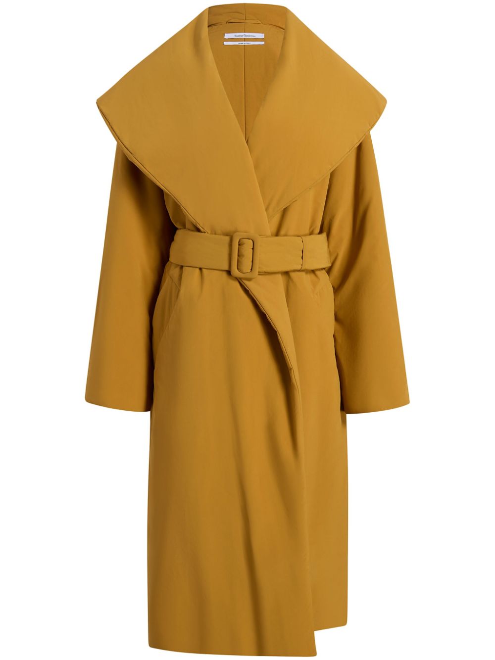 Another Tomorrow  wrap-design belted puffer jackets
