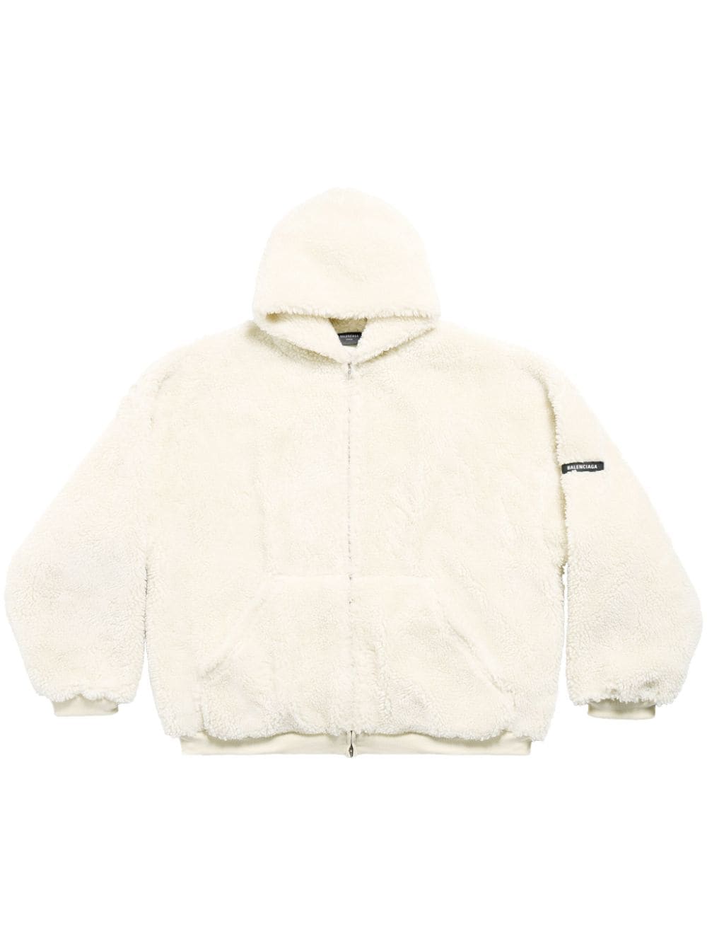 Balenciaga logo-appliqué faux-fur jacket