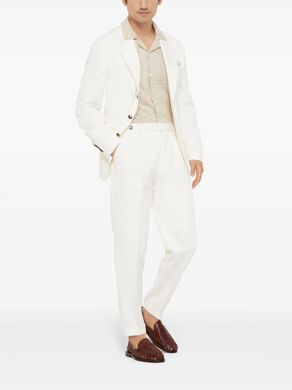 Brunello Cucinelli  mélange-effect fine-knit shirt