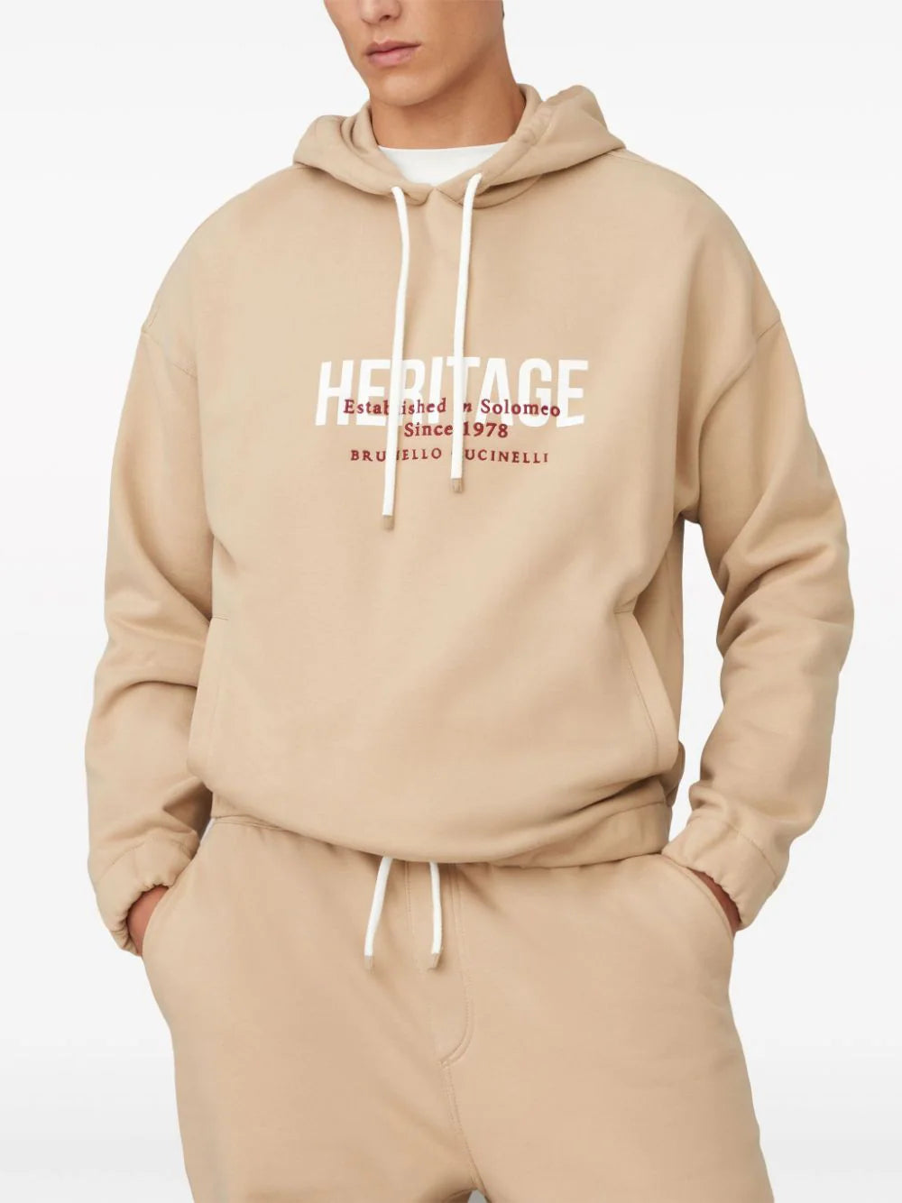 Brunello Cucinelli  logo-embroidered drawstring hoodie