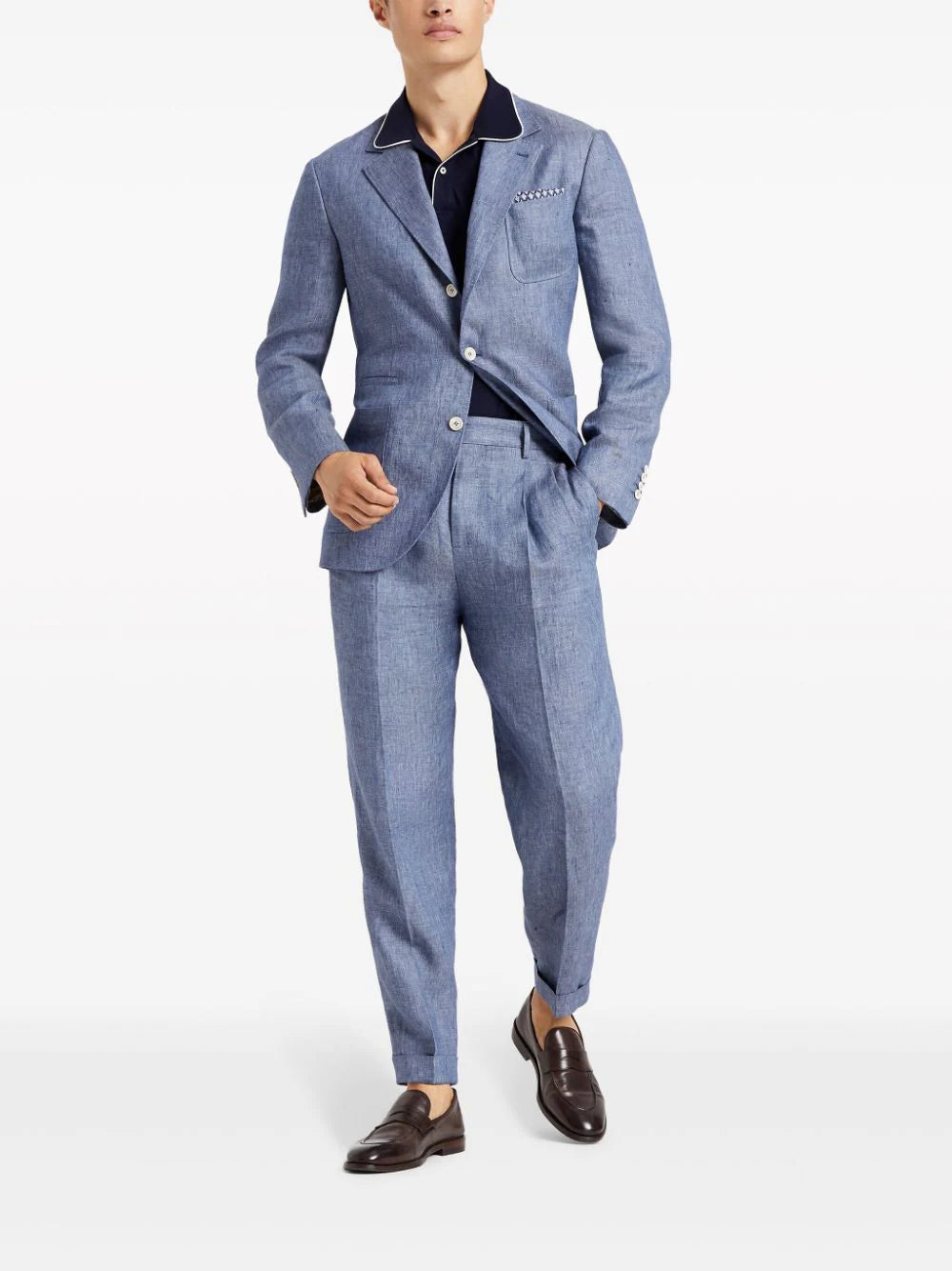 Brunello Cucinelli contrasting-border cotton polo shirt
