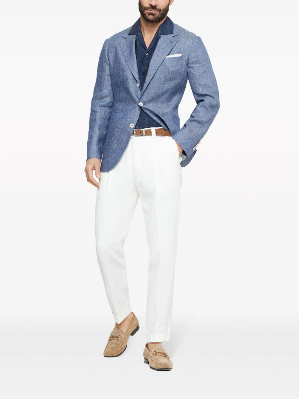 Brunello Cucinelli short-sleeve linen shirt