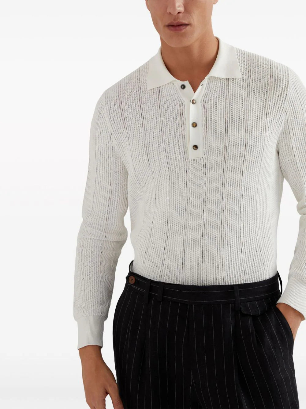 Brunello Cucinelli  long-sleeve cotton polo shirt
