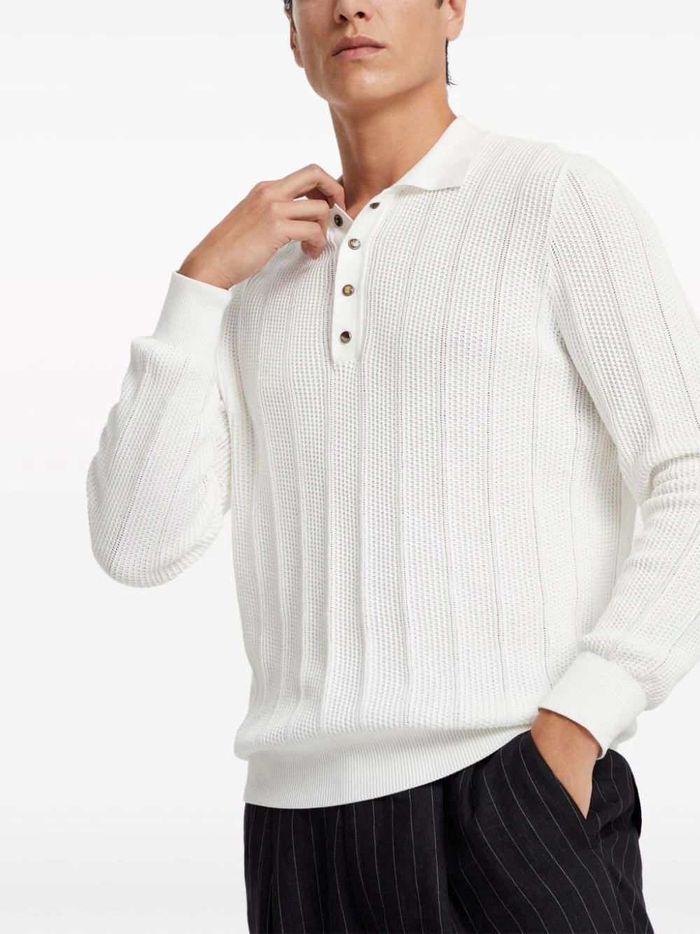 Brunello Cucinelli  long-sleeve cotton polo shirt