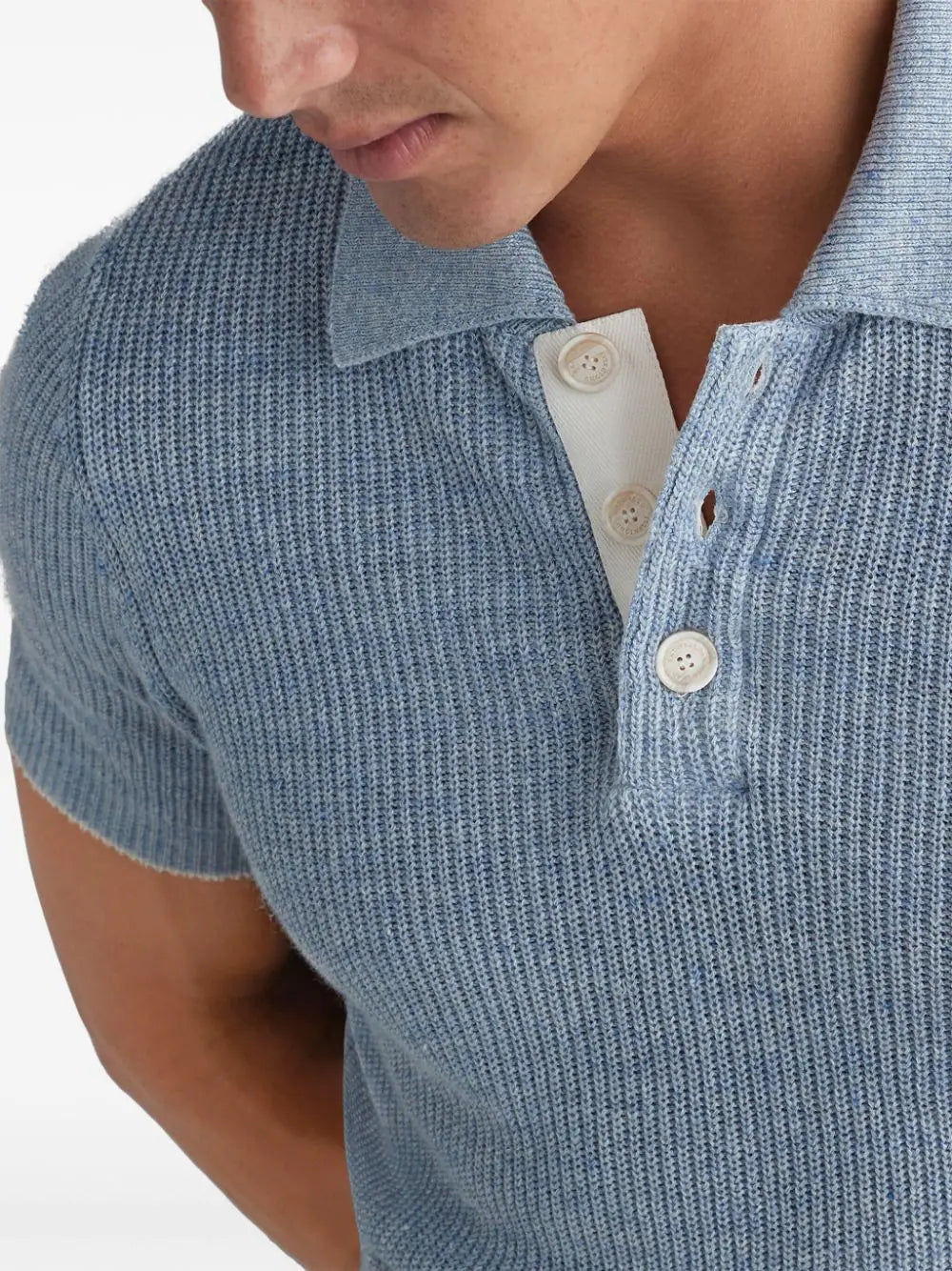 Brunello Cucinelli  mélange ribbed-knit polo shirt