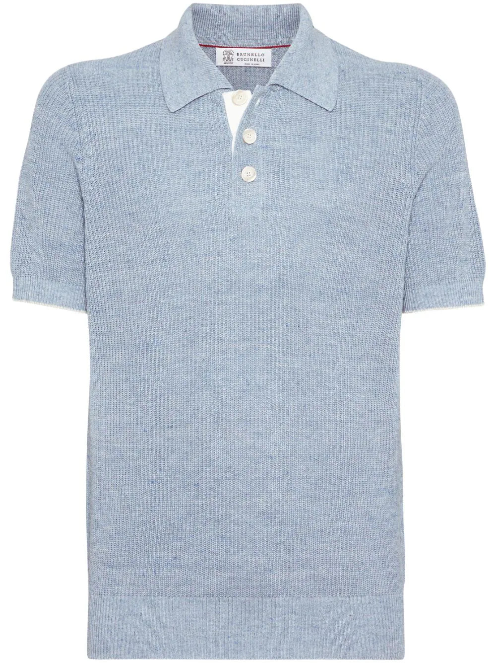 Brunello Cucinelli  mélange ribbed-knit polo shirt