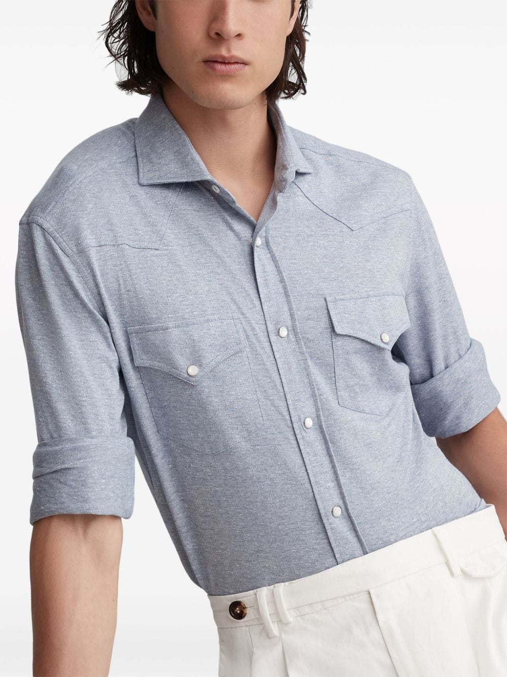 Brunello Cucinelli  Western linen-cotton jersey shirt