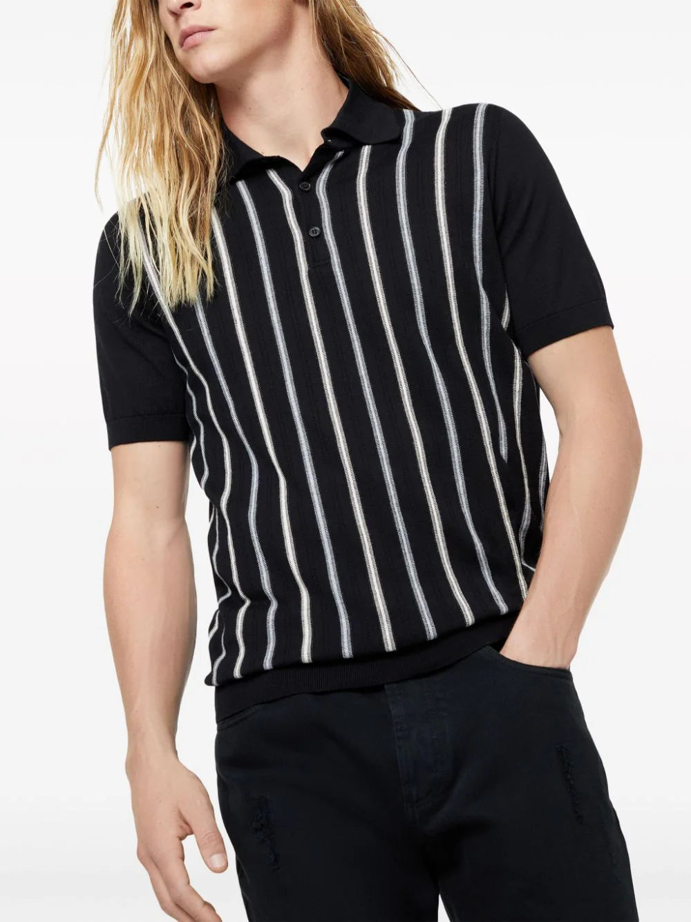 Brunello Cucinelli stripe-jacquard polo shirt