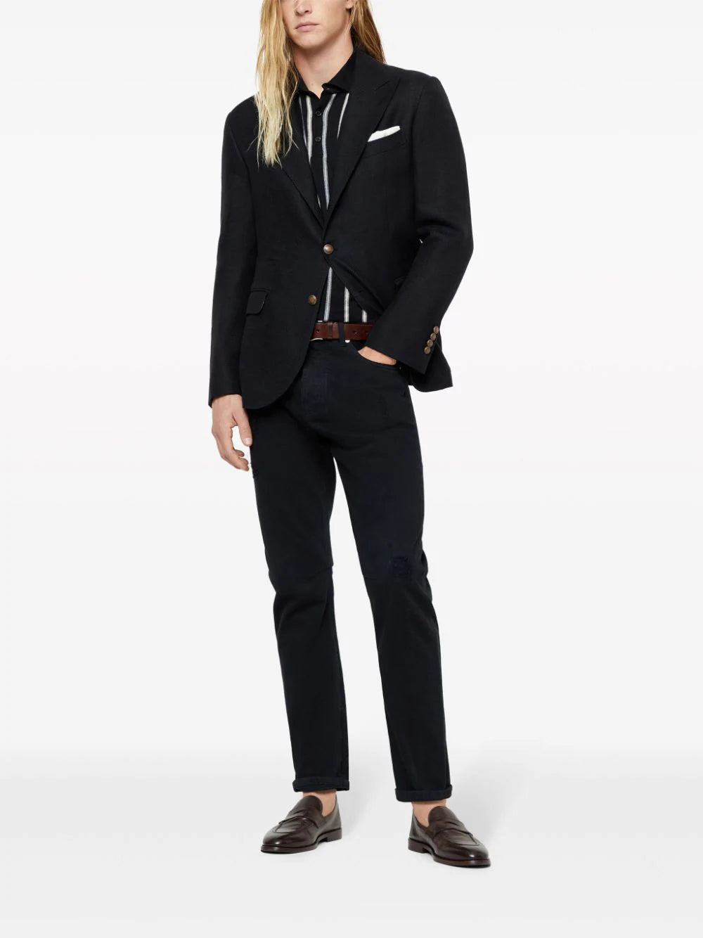 Brunello Cucinelli stripe-jacquard polo shirt