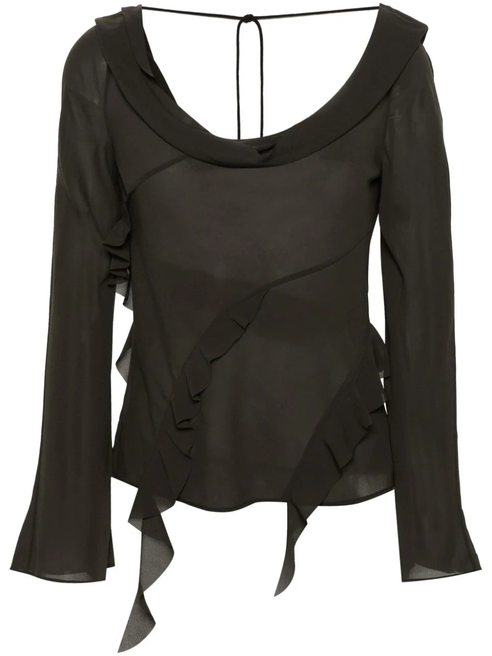 Acne Studios  crepe sheer ruffled blouse