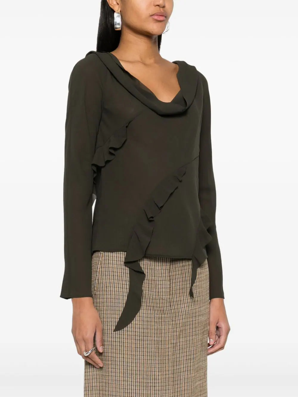 Acne Studios  crepe sheer ruffled blouse