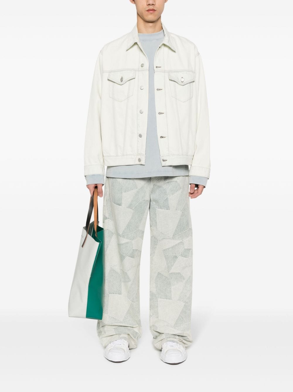 Acne Studios distressed panelled denim jacket