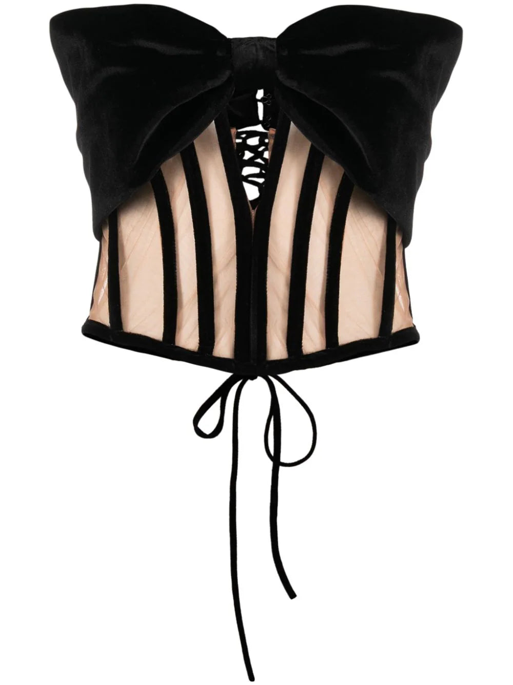 Ana Radu  bow-detail velvet corset top