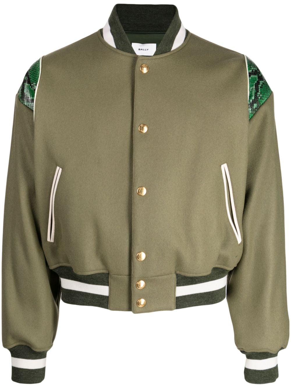 Bally snakeskin effect-detail bomber jacket