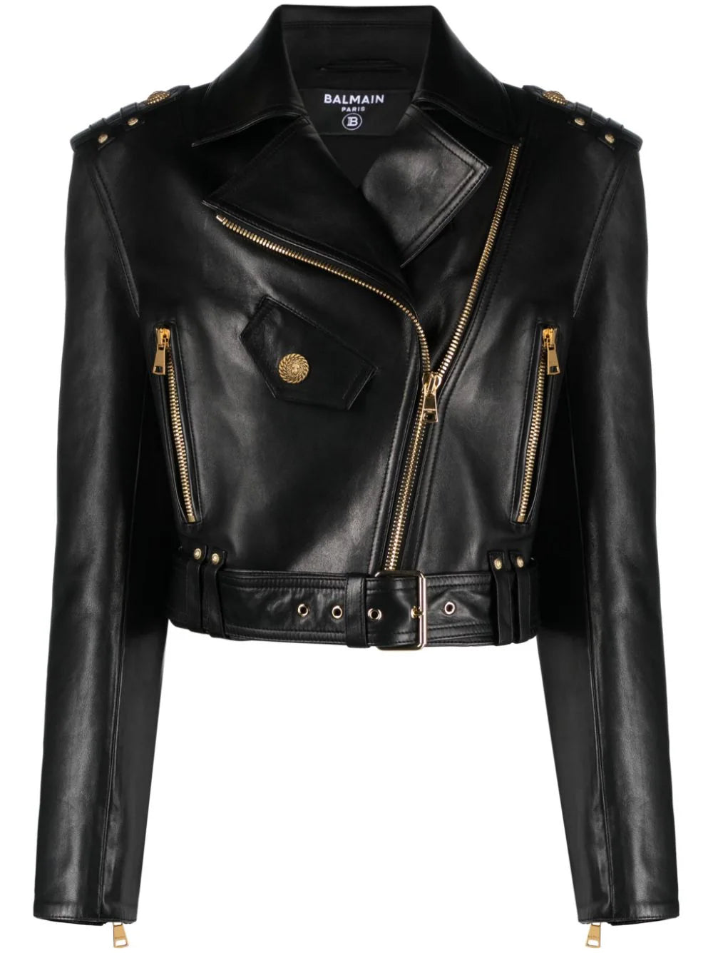 Balmain  zipped-up leather biker jacket