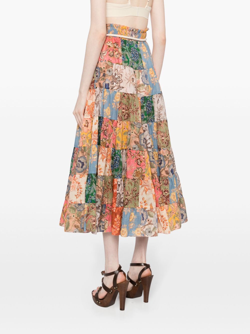 ZIMMERMANN  Junie patchwork cotton midi skirt
