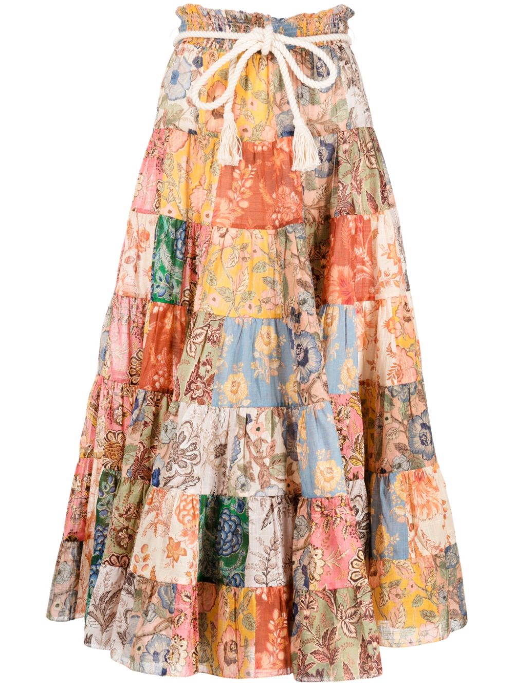 ZIMMERMANN  Junie patchwork cotton midi skirt