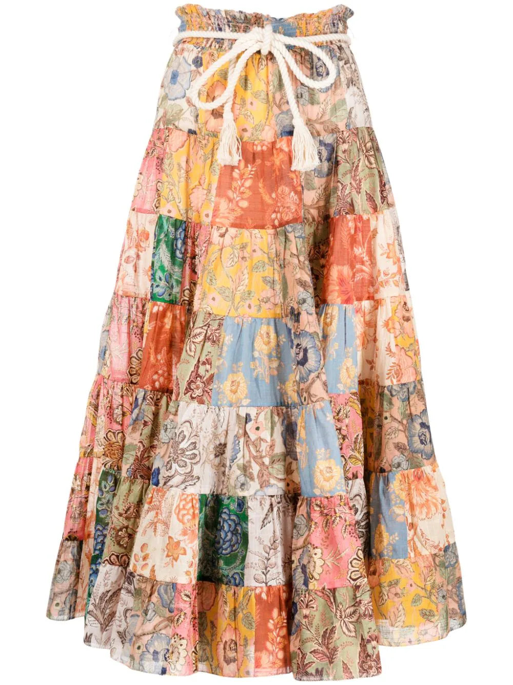 ZIMMERMANN  Junie patchwork cotton midi skirt