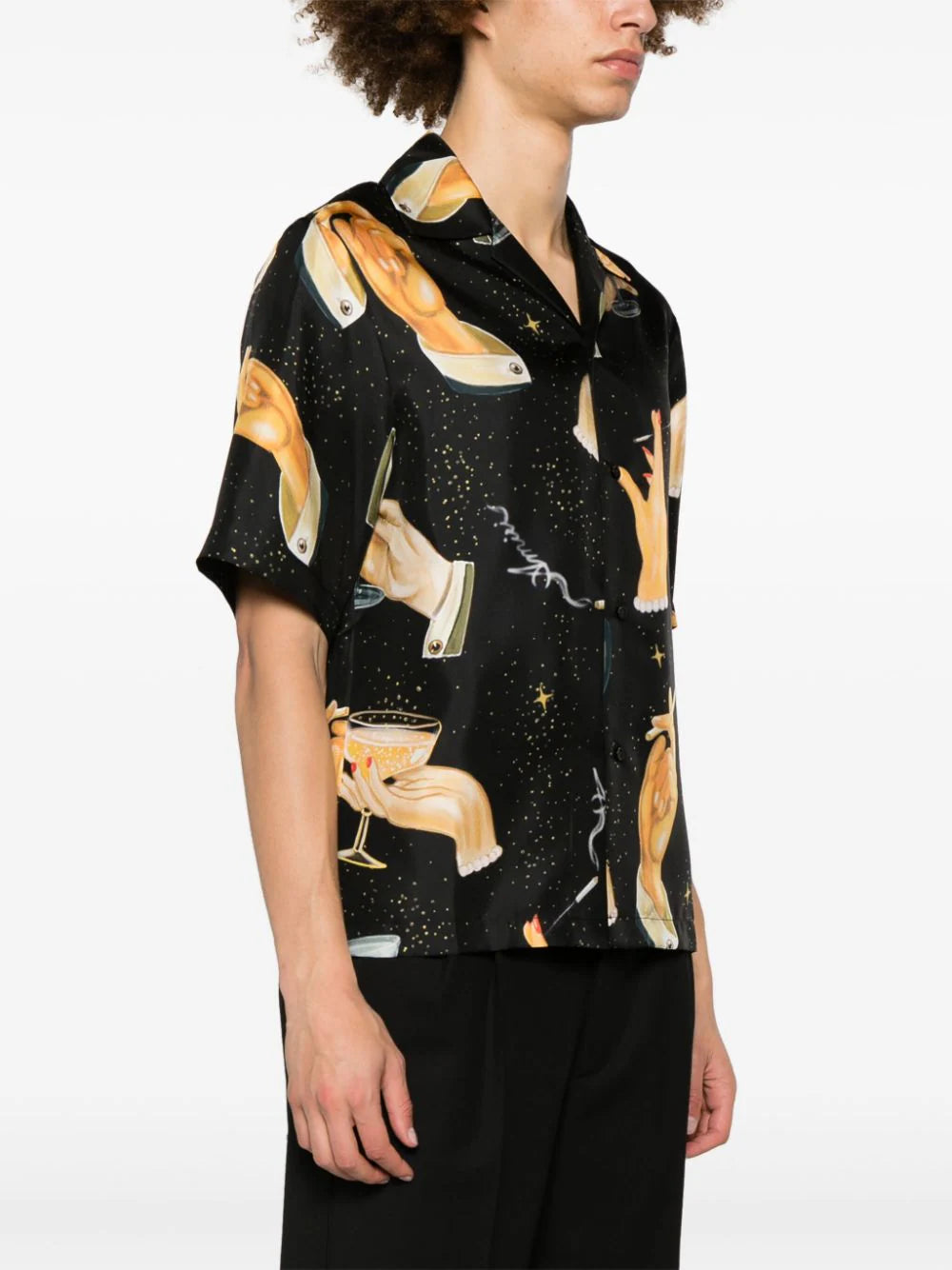 AMIRI  Champagne-print silk shirt