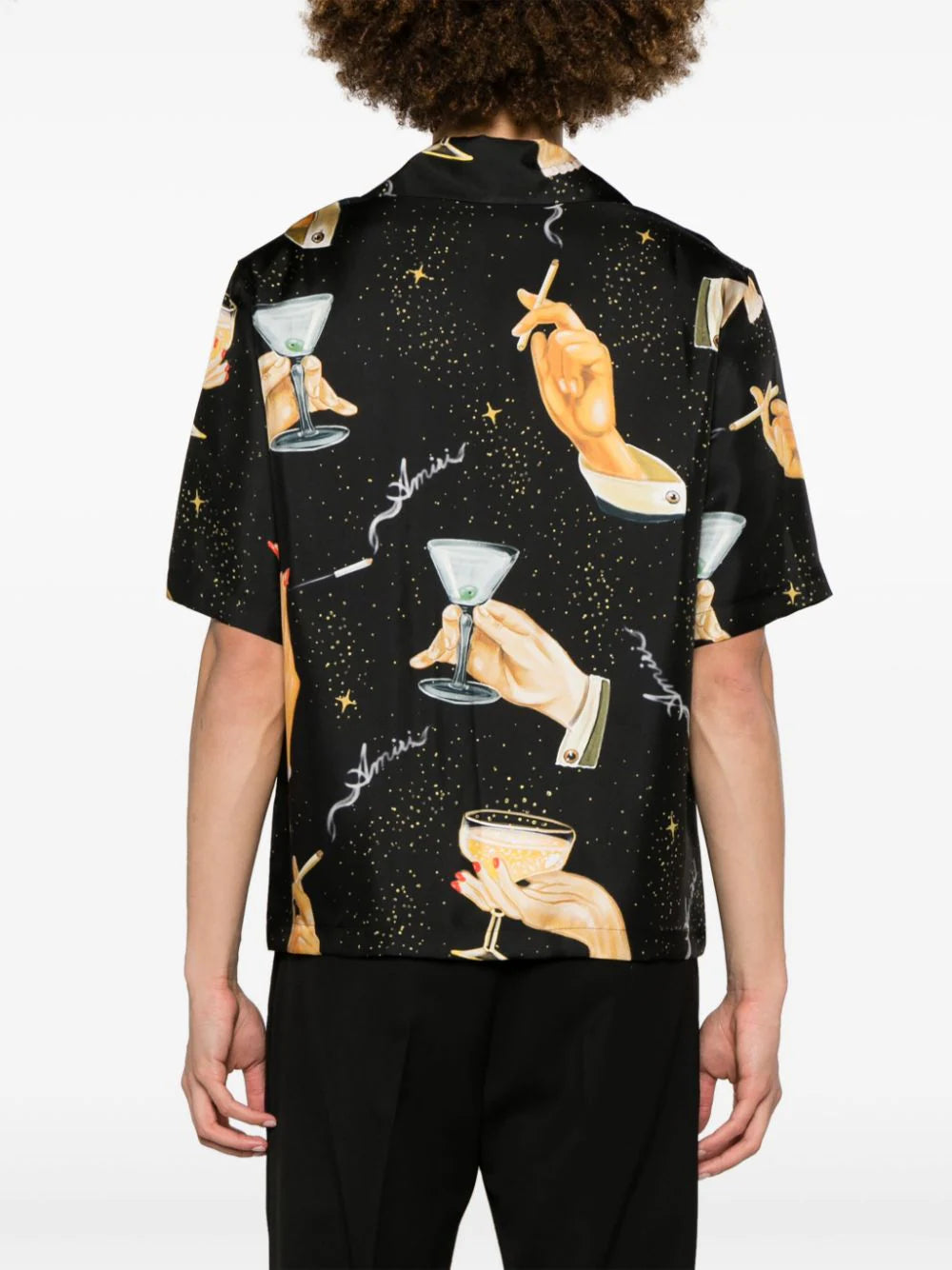 AMIRI  Champagne-print silk shirt