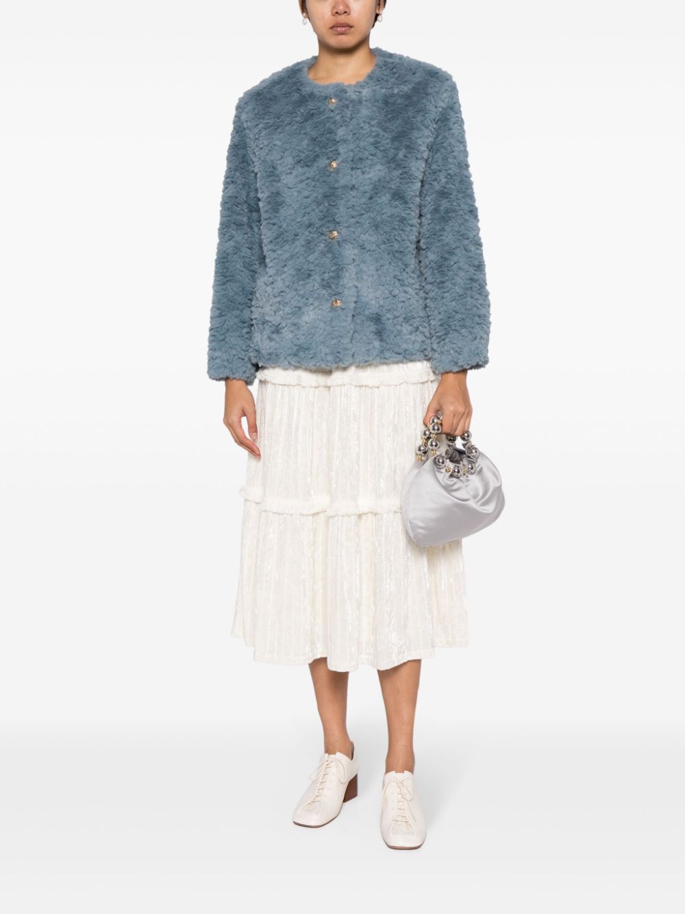 b+ab  high-waist tiered midi skirt