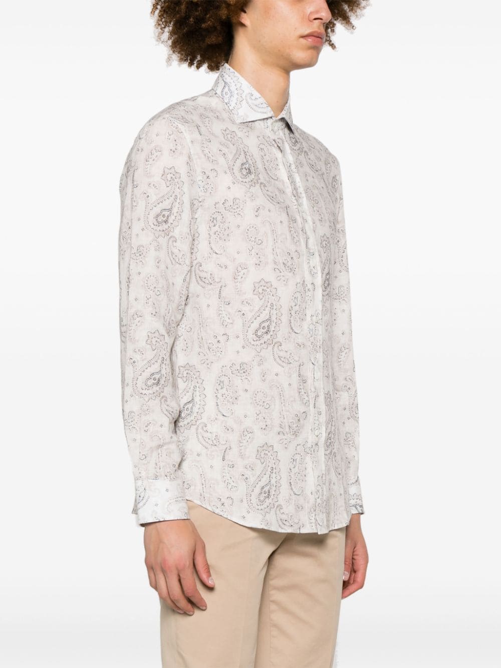 Brunello Cucinelli  paisley-print linen shirt