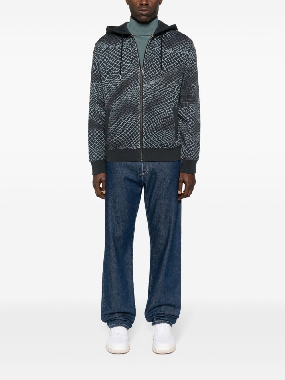 BOSS grid-pattern cotton jacket