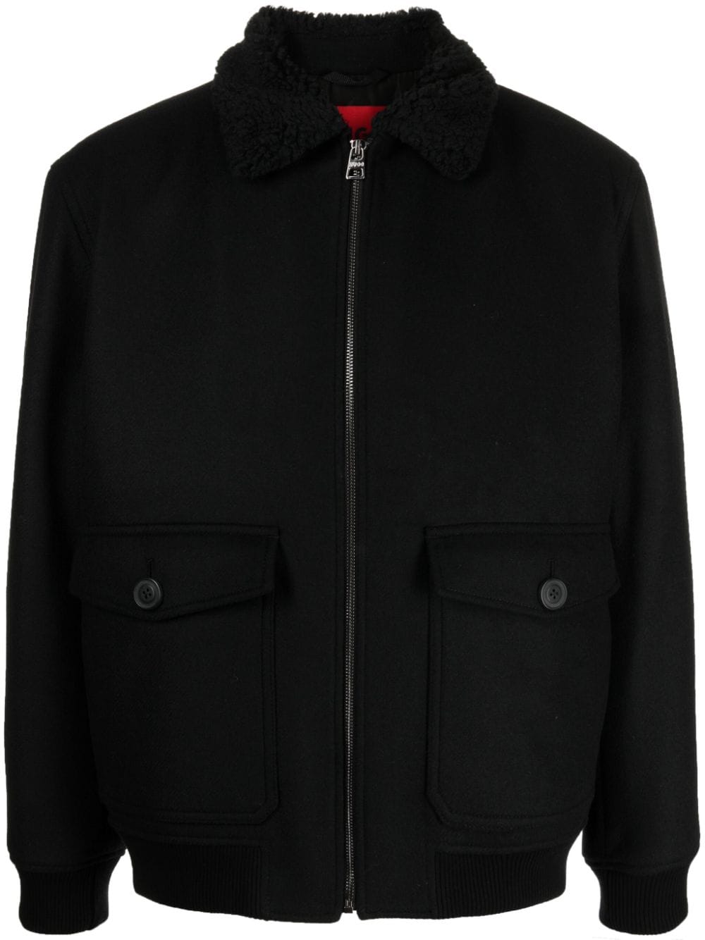 BOSS faux-shearling collar brushed bomber jacket