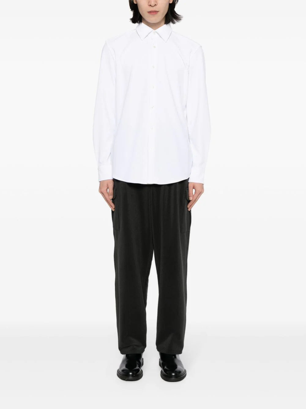 BOSS  patterned-jacquard button-up shirt