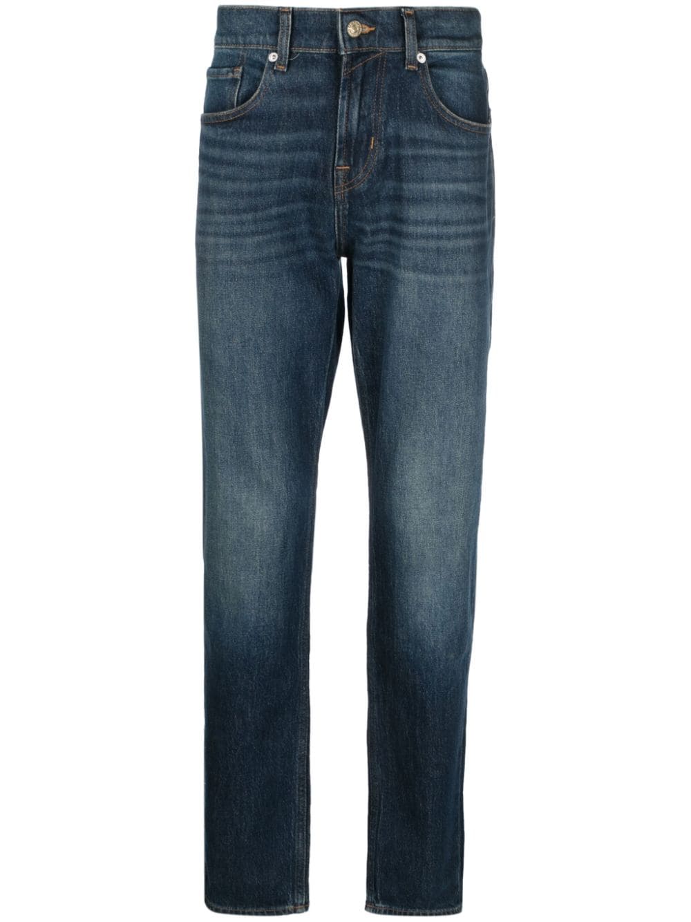 7 For All Mankind  tapered-leg stretch-cotton jeans