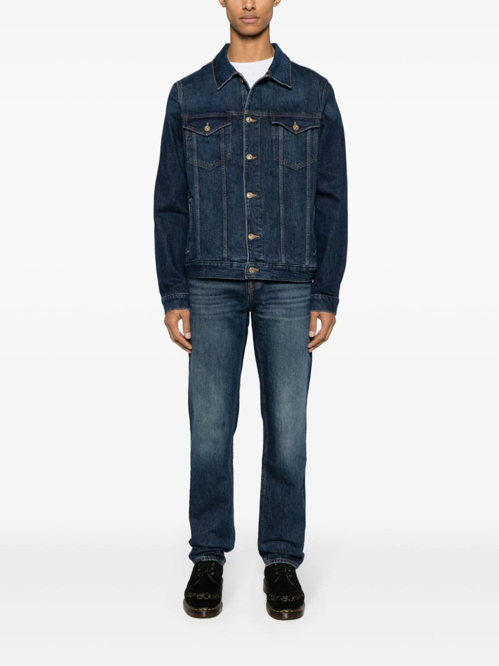 7 For All Mankind  tapered-leg stretch-cotton jeans