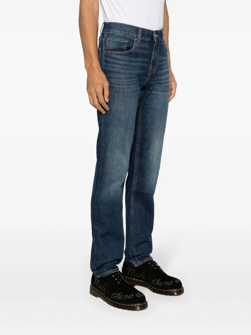 7 For All Mankind  tapered-leg stretch-cotton jeans