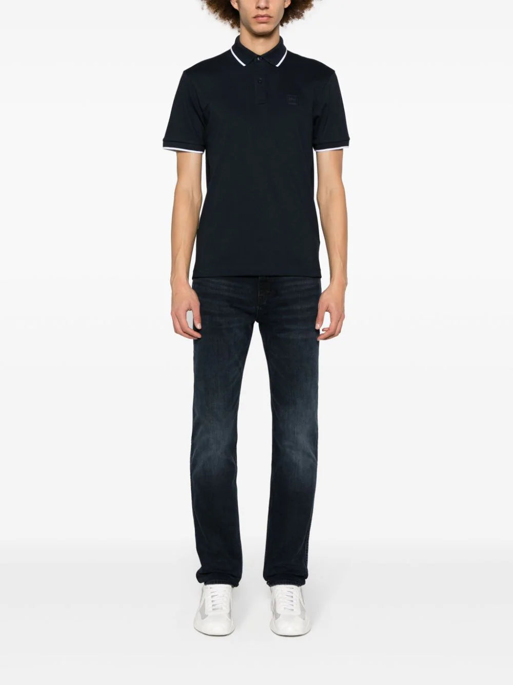 BOSS logo-embossed piqué polo shirt
