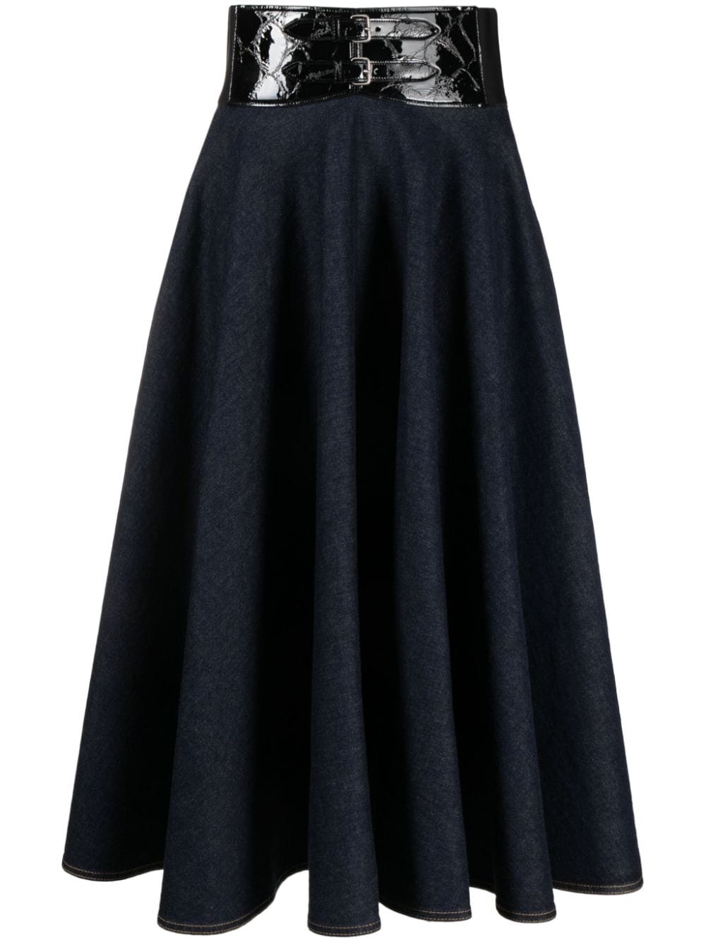 Alaïa  belted denim midi skirt
