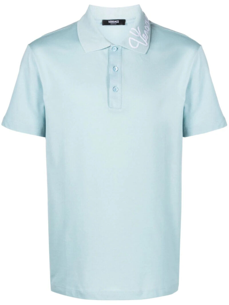 Versace  logo-embroidered cotton polo shirt