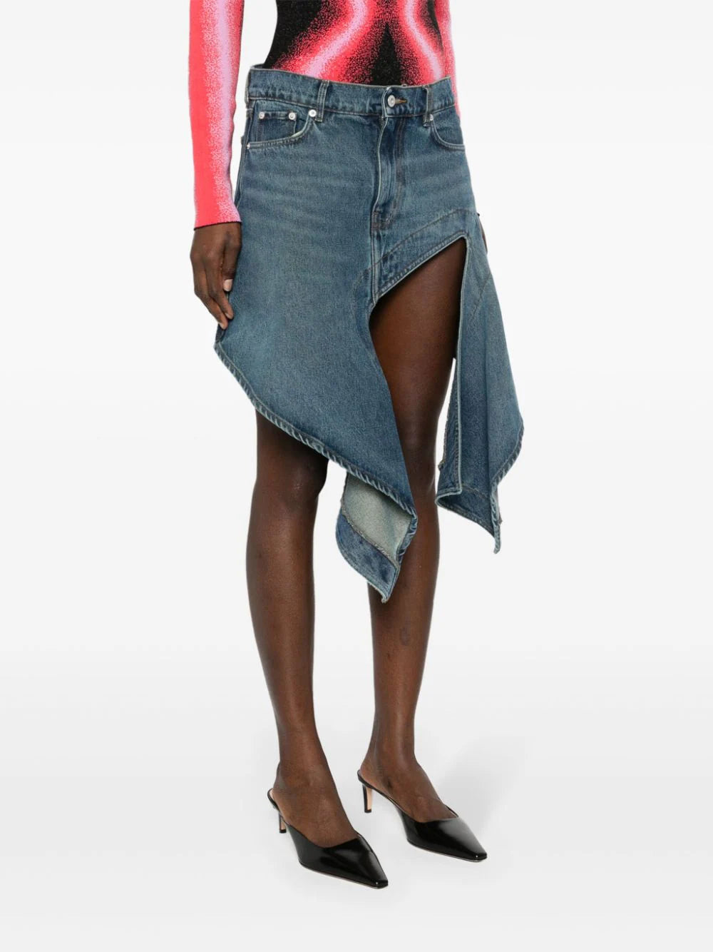 Y/Project cut-out denim miniskirt