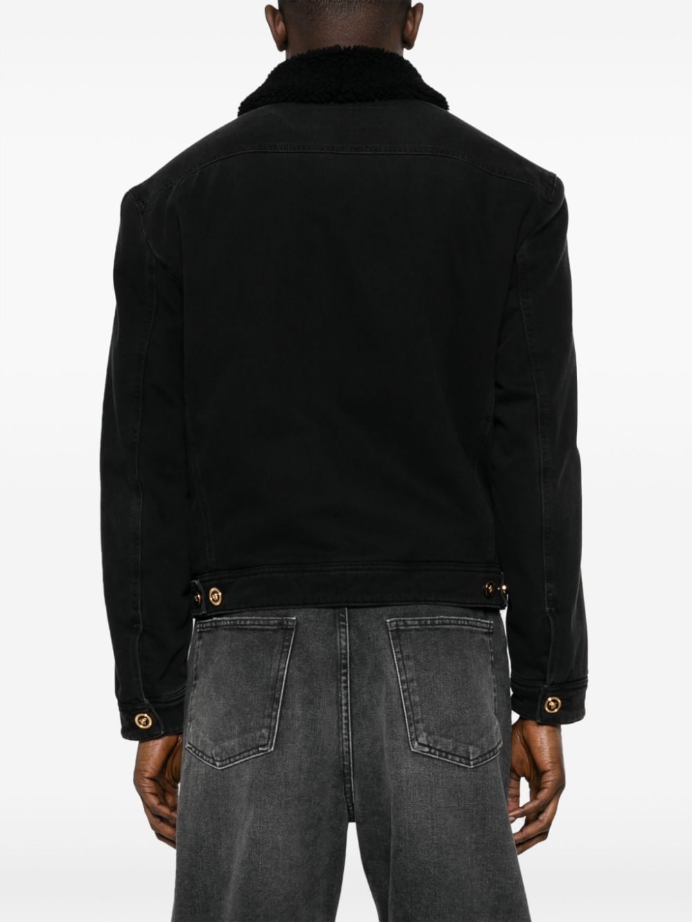 Versace shearling-collar denim jacket
