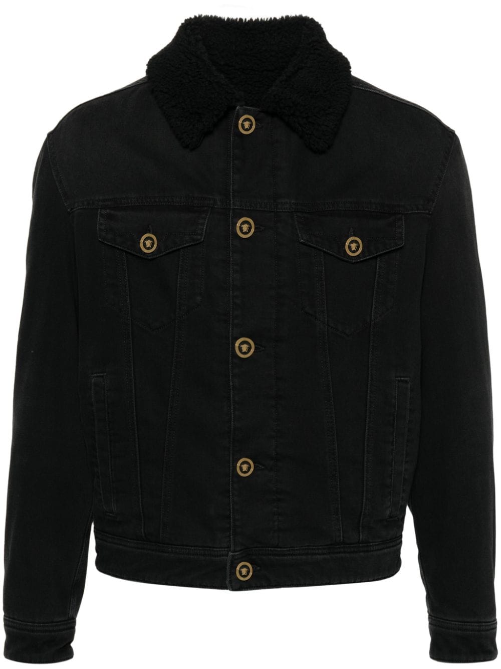 Versace shearling-collar denim jacket